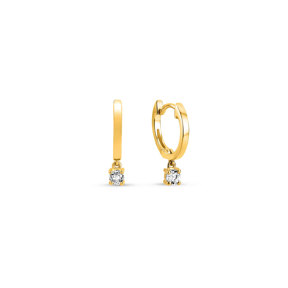 Argola Cores em Ouro Amarelo 18k com Topázio Incolor, 23 mm