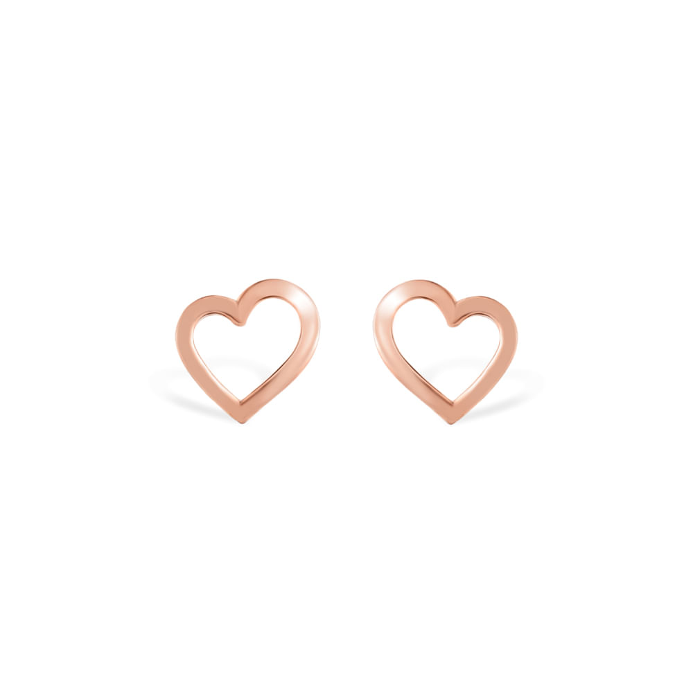 Brinco Life Coração com Banho Ouro Rosé