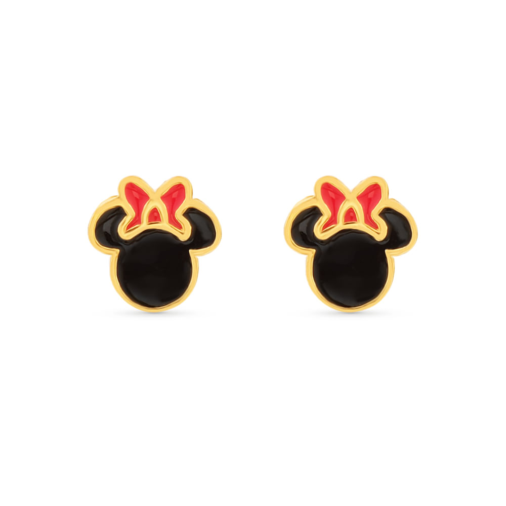 Brinco Life Minnie com Banho Ouro Amarelo Esmaltado