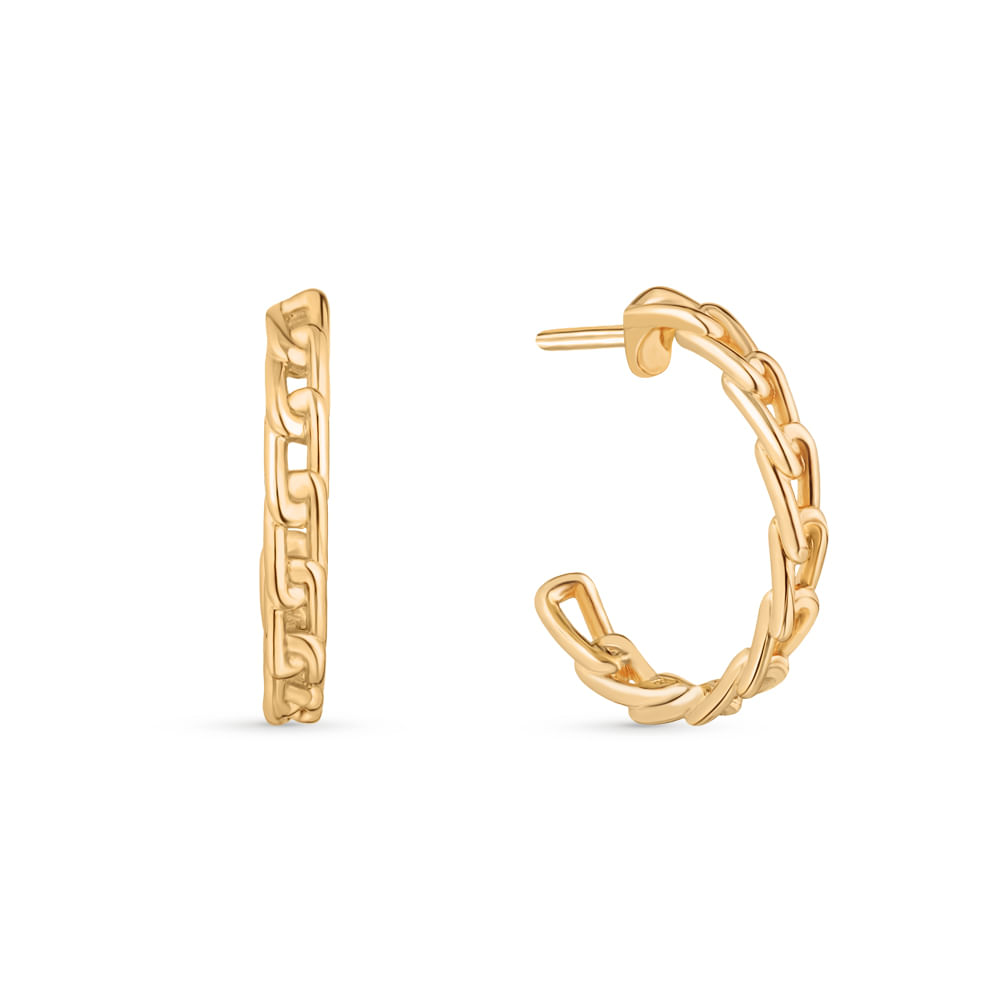 Brinco Argola Life Together em Prata 925 com Banho de Ouro Amarelo 18k, 9 mm