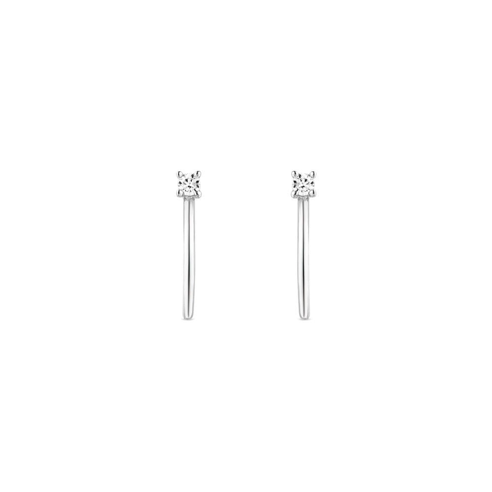 Brinco Argola Life Uno em Prata 925 com Banho de Ouro Amarelo 18k e Pedras Incolores, 25 mm