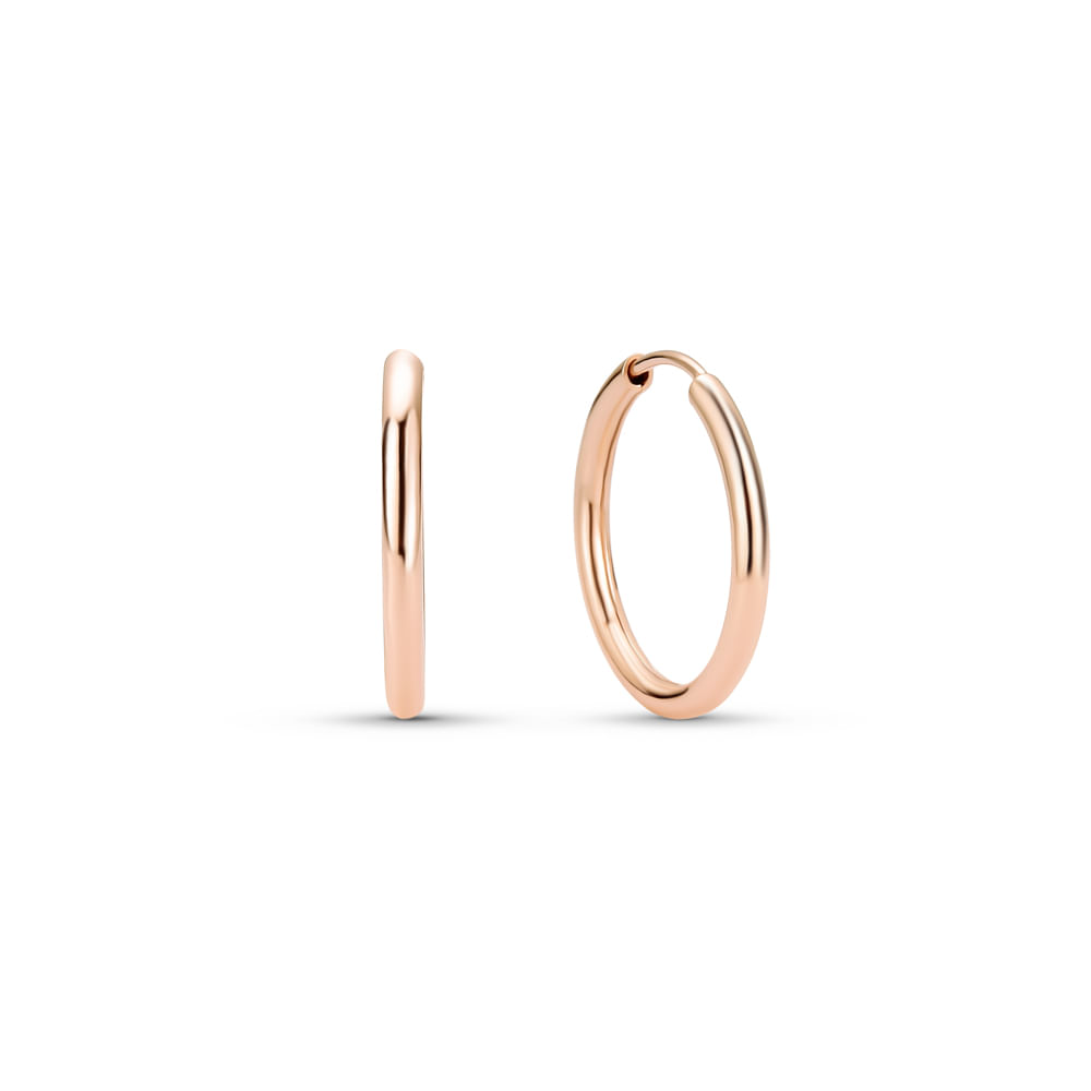 Argola Life Redonda com Banho Ouro Rosé 20mm
