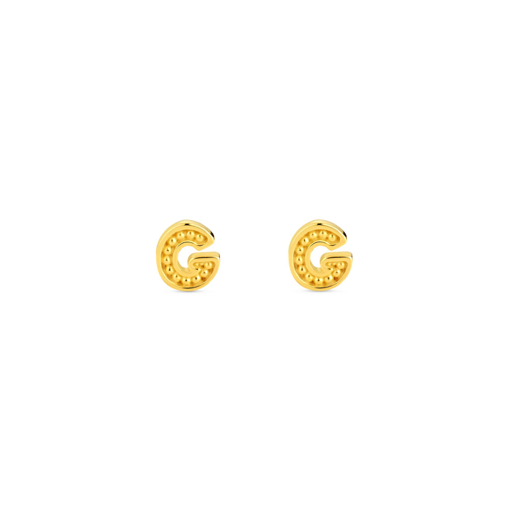 Brinco Life Letras G Prata com Banho Ouro Amarelo