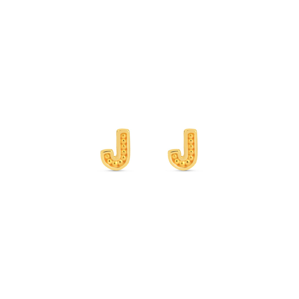 Brinco Life Letras J Prata com Banho Ouro Amarelo