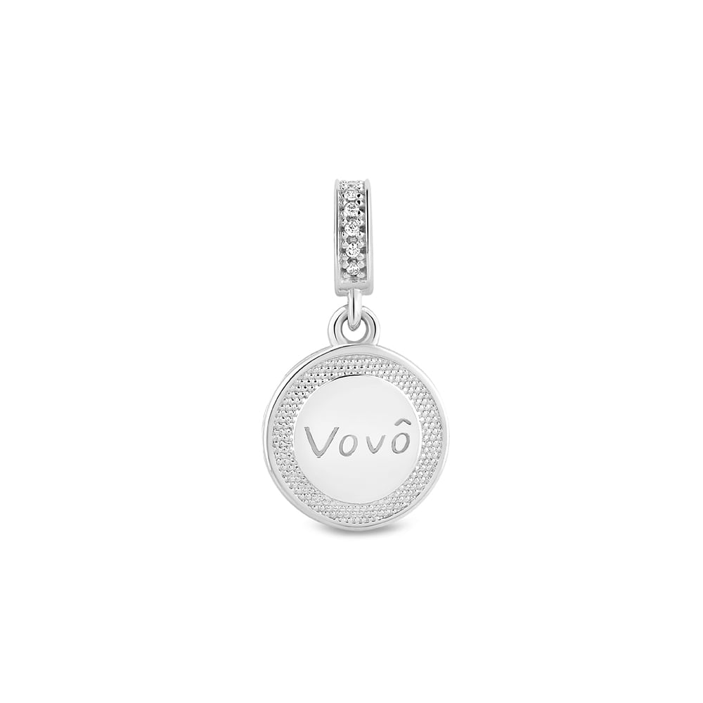 Pingente Life Mama Medalha Vovô Prata Cravejado