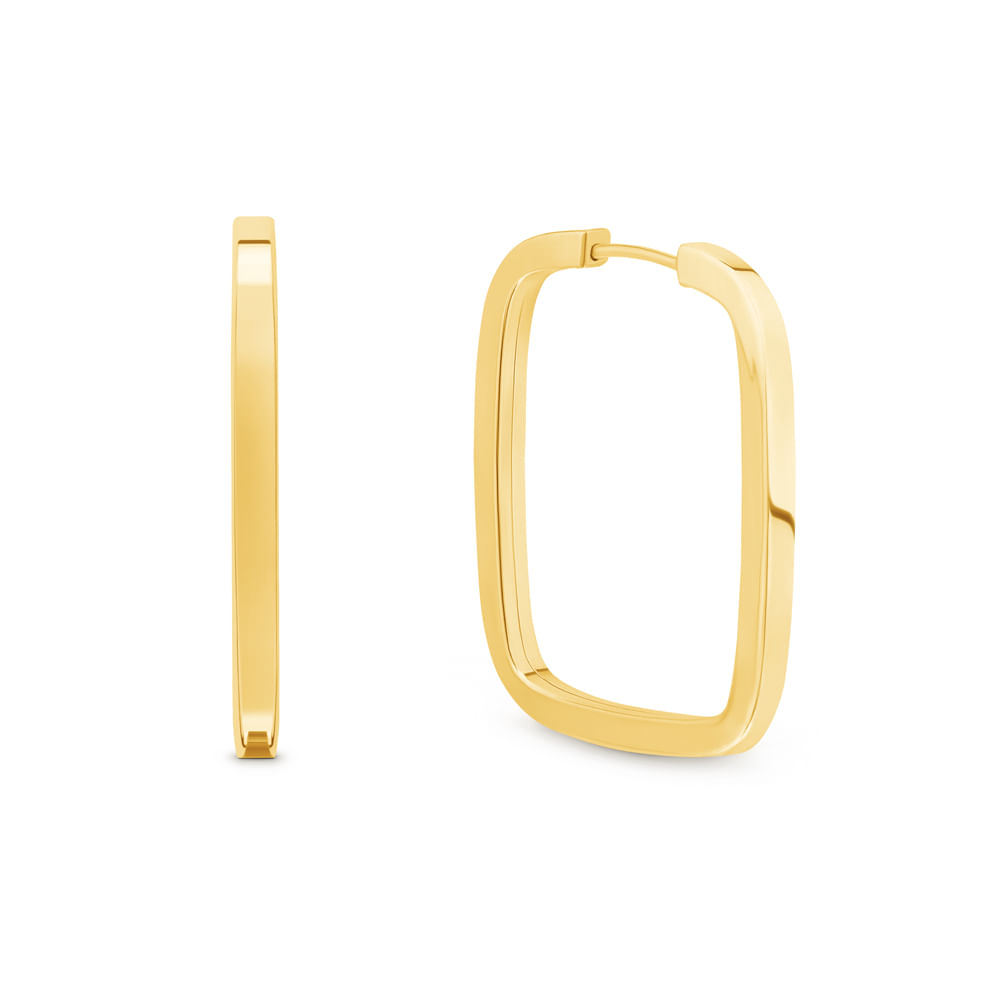 Argola Retangular em Ouro Amarelo 18k, 32mm