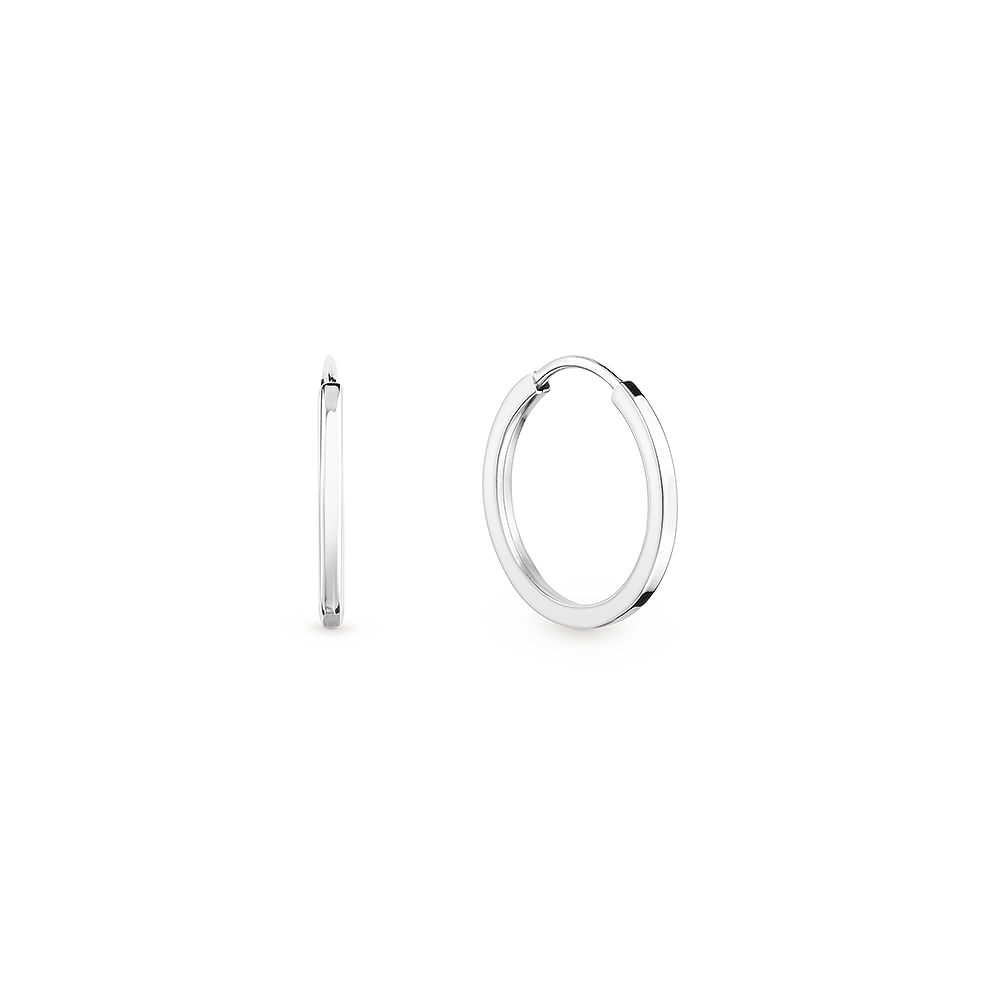 Argola Redonda em Ouro Branco 18k, 14mm