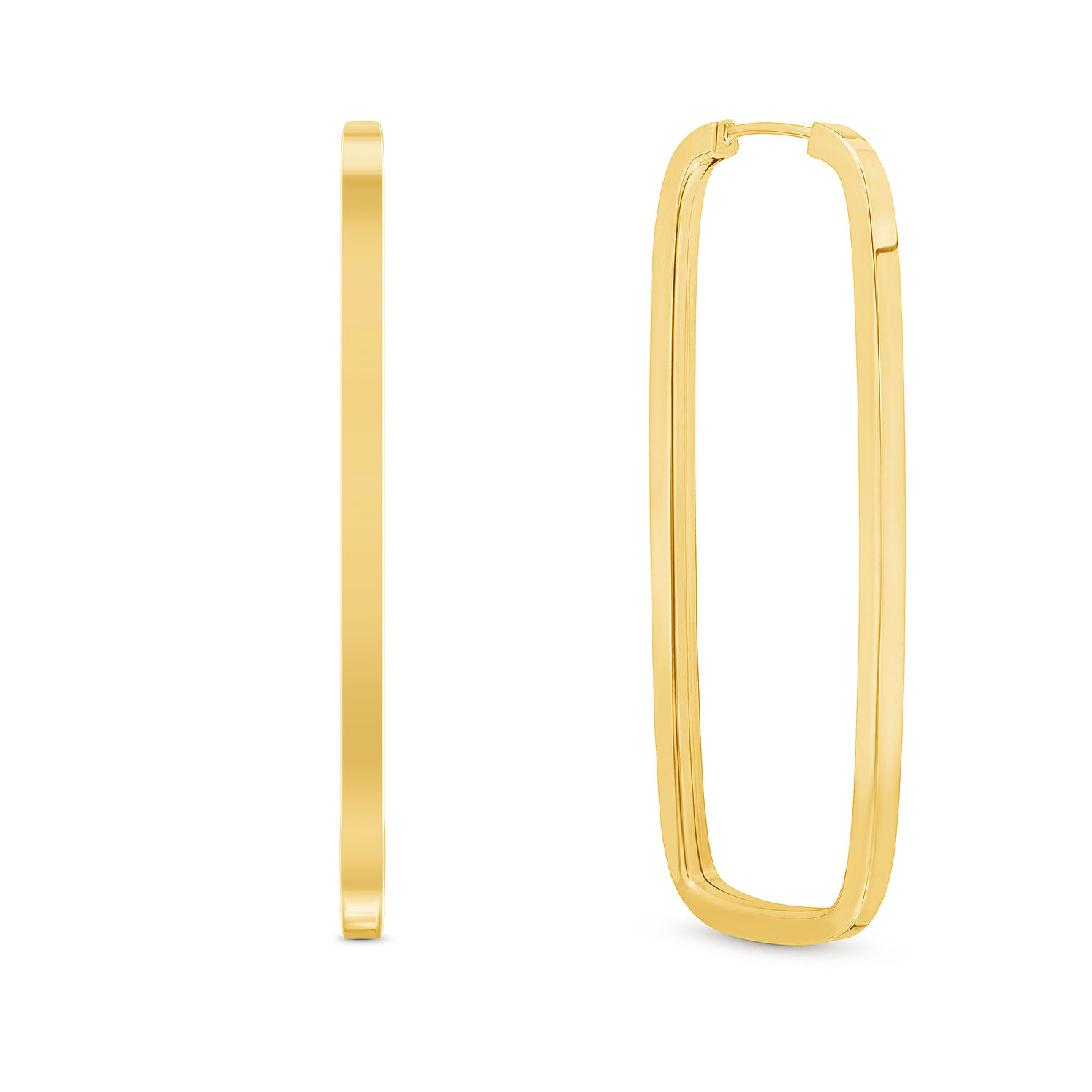 Argola Retangular em Ouro Amarelo 18k, 50mm