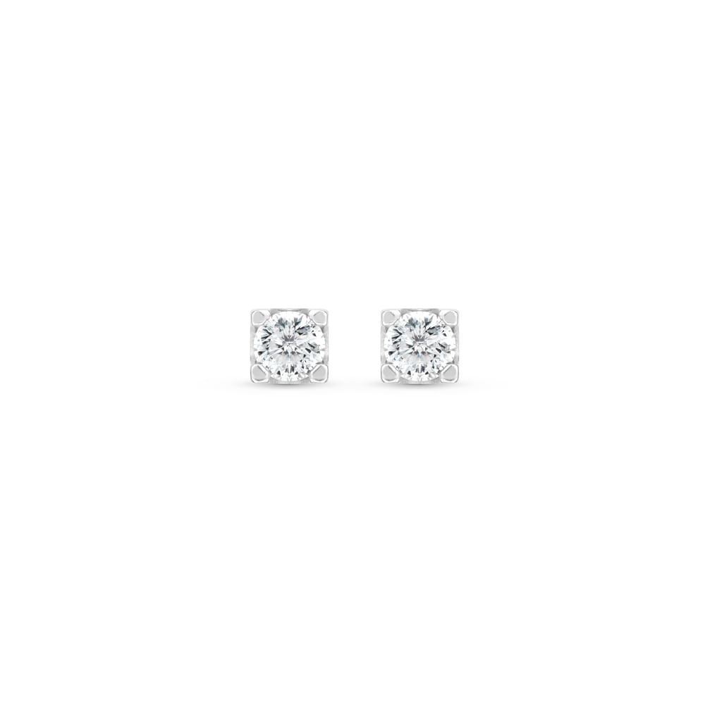 Brinco Solitário em Ouro Branco 18k com Diamantes 0,24 ct