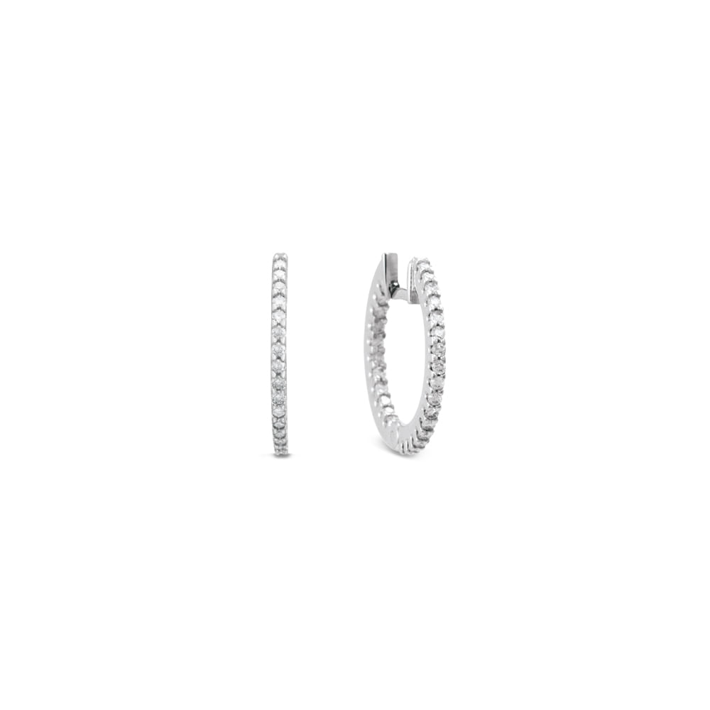 Argola Redonda em Ouro Branco 18k com Diamantes, 16mm