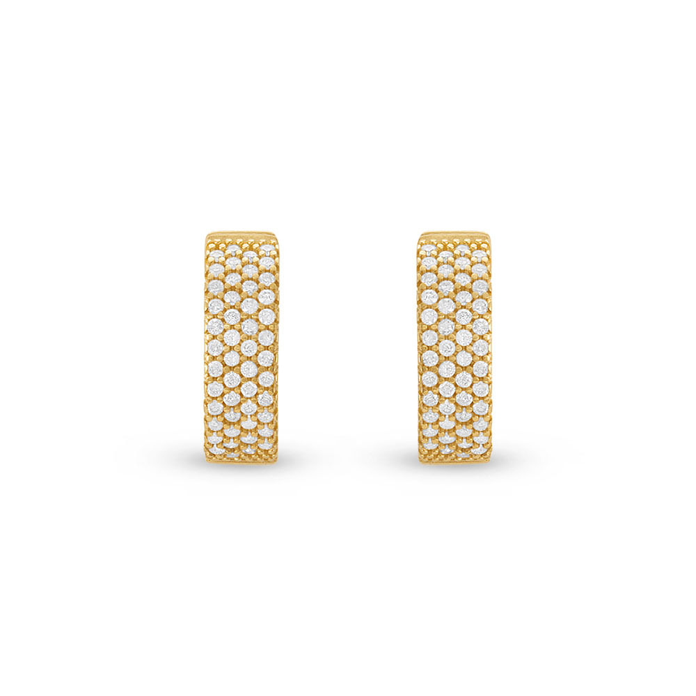 Brinco Argola Lumiere em Ouro Amarelo 18k com Diamantes, 13,5mm