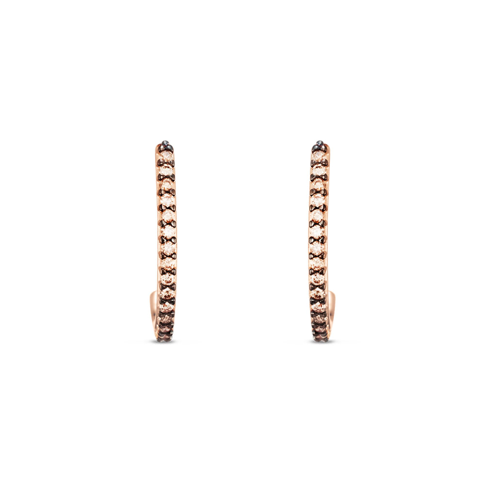 Brinco Ear Hook Silhueta em Ouro Rosé 18k com Diamantes