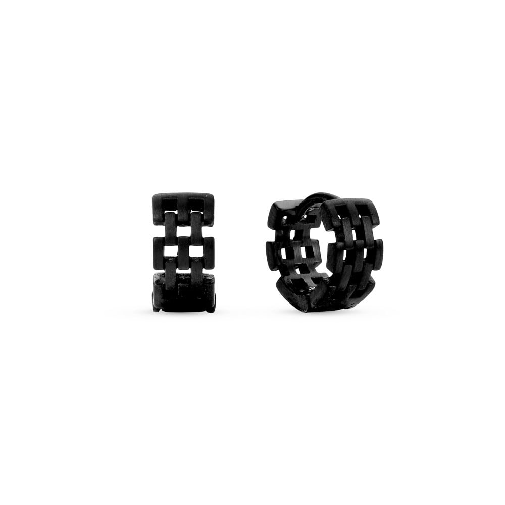 Argola Life Masculina Textura em Aço Preto, 27 mm