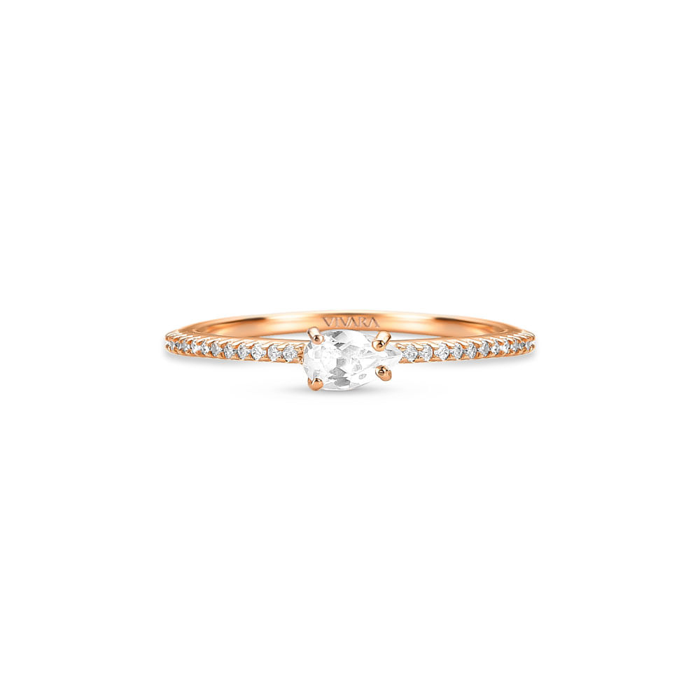 Anel Cores em Ouro Rosé 18k com Topázio Incolor e Diamantes