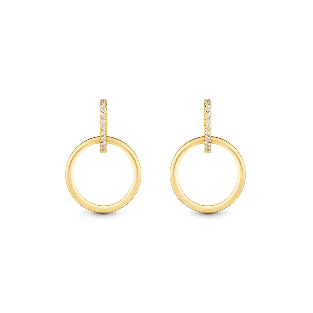 Argola Elos em Ouro Amarelo 18k com Diamantes 0,096ct, 21,7mm