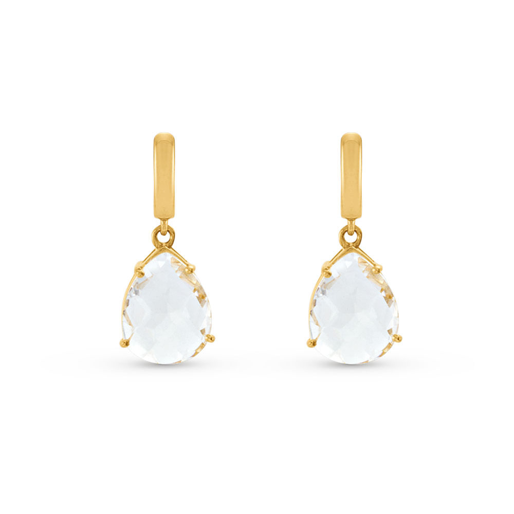 Argola Chegall Gotas em Ouro Amarelo 18k com Cristal, 23mm