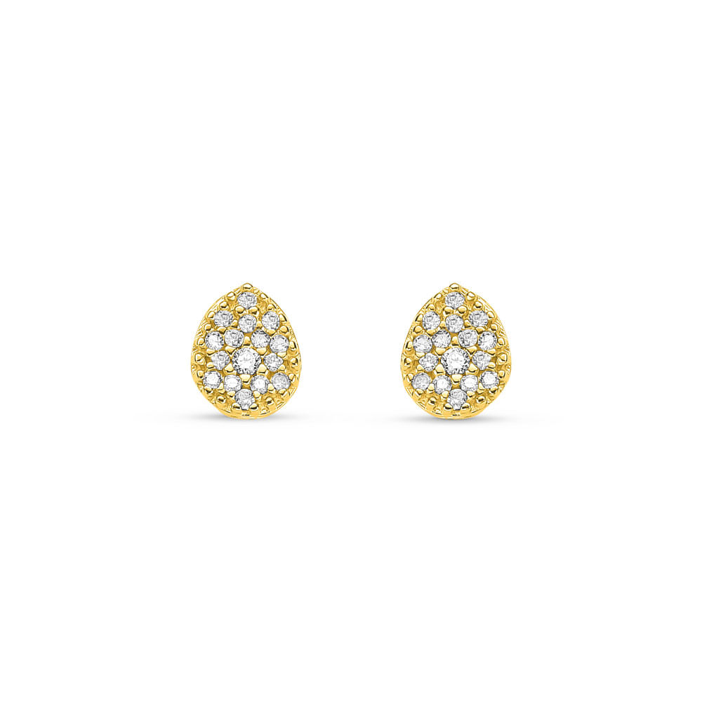 Brinco Pavê em Ouro Amarelo 18k com Diamantes
