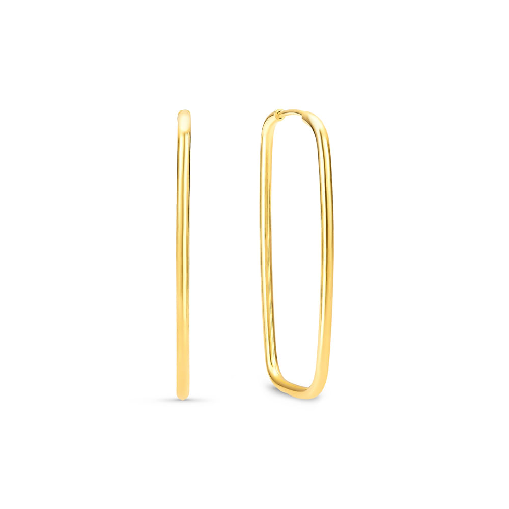 Argola Life Retângulo Prata com Banho Ouro Amarelo | Vivara, 28,9 mm