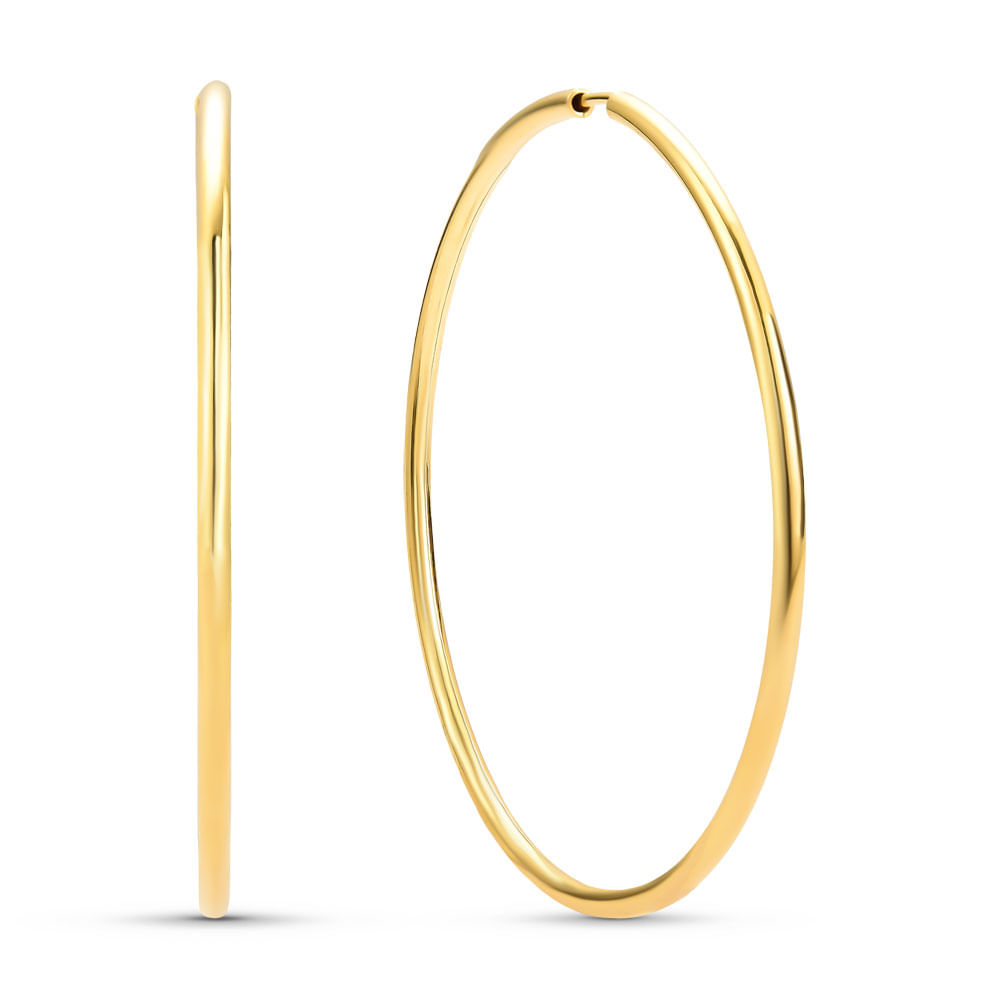 Argola Life Redonda Prata 925 com Banho Ouro Amarelo 18k, 50mm