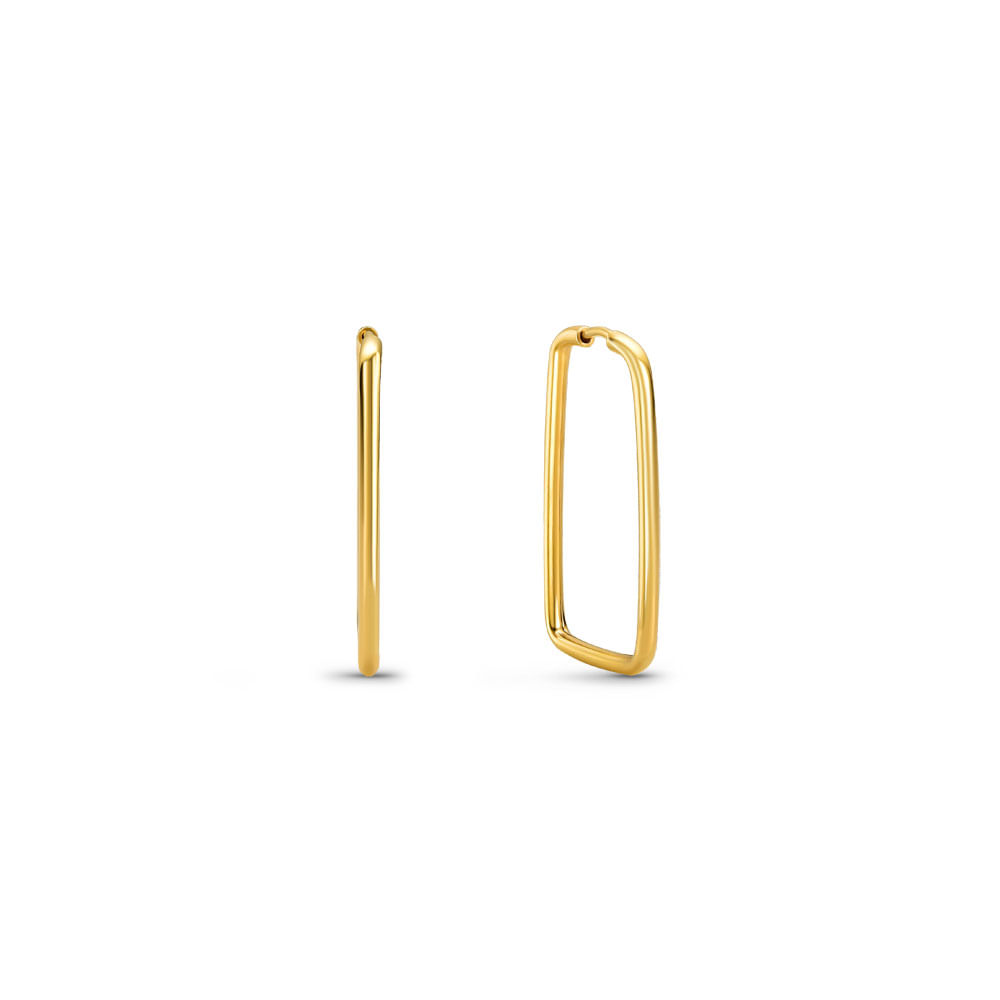 Argola Life Retângulo Prata com Banho Ouro Amarelo 25x15mm