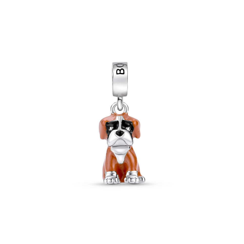 Pingente Life Animal Boxer em Prata 925 com Esmalte