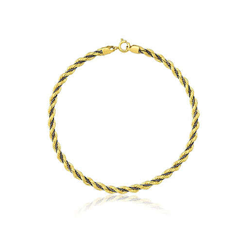 Pulseira Corda em Ouro Amarelo e Ouro Branco 18k