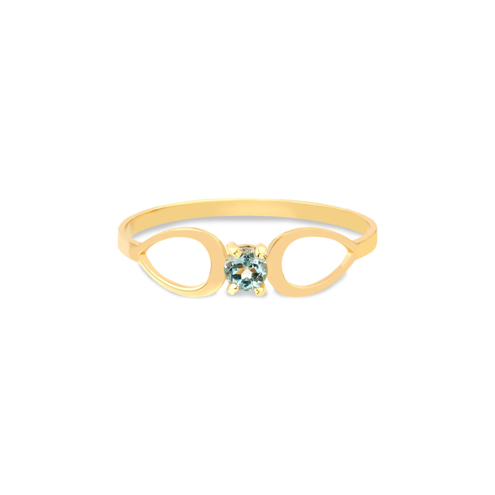 Anel Gold Stone em Ouro Amarelo 18k com Topázio Azul