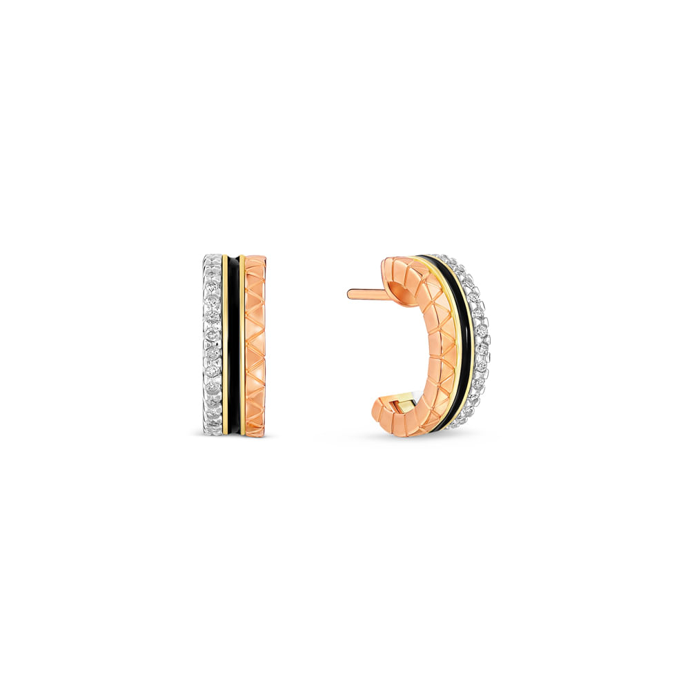 Brinco Argola Icona em Ouro Amarelo, Ouro Branco e Ouro Rosé 18k com Diamantes, 13mm