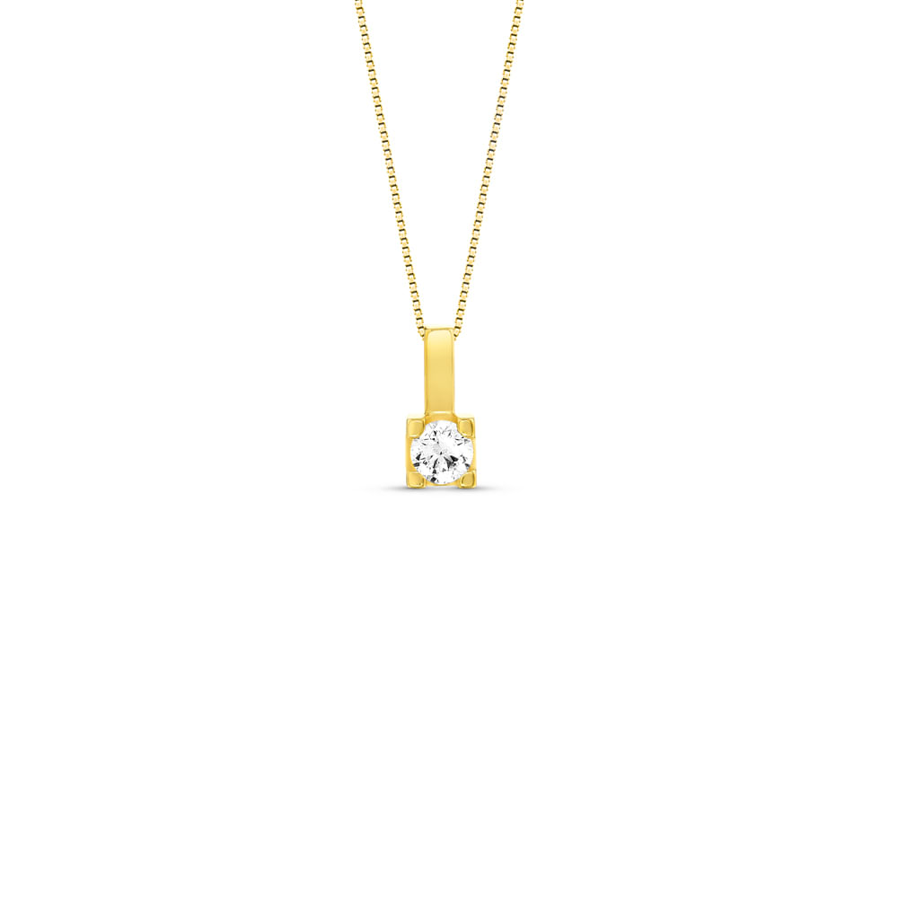Pingente Solitário em Ouro Amarelo 18k com Diamante 0,15 ct, 9.2mm