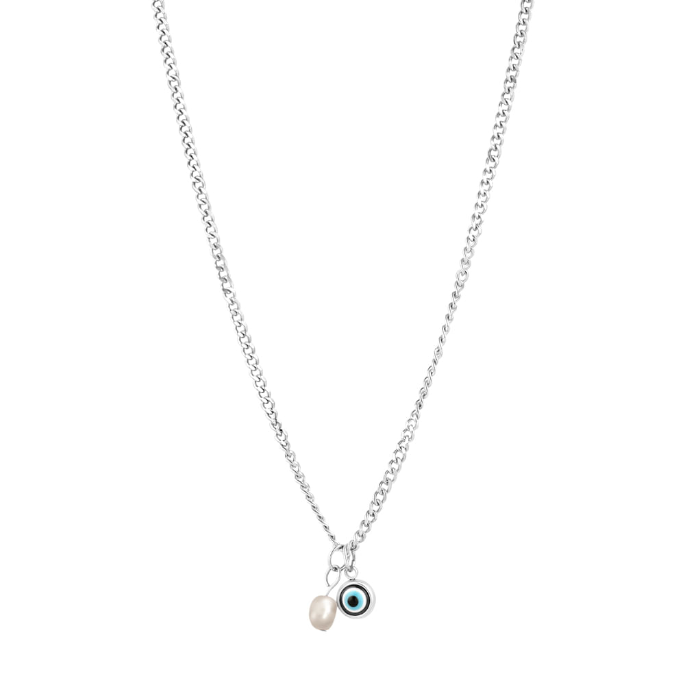 Colar Life Masculino em Aço com Olho Grego, 60cm