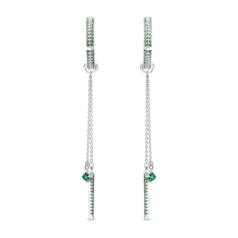 Argola Life Glam II em Prata 925 com Pedras Verdes