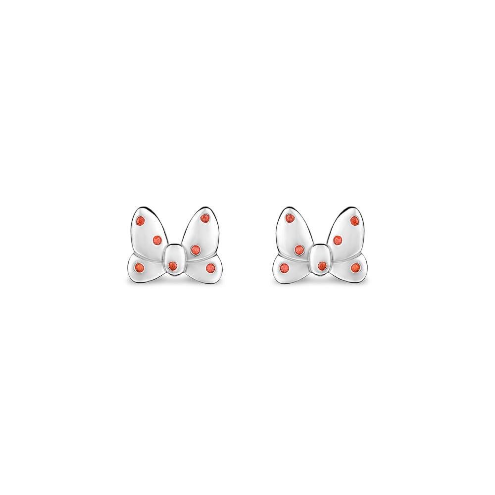 Brinco Life Laço Minnie em Prata 925 com Pedras Vermelhas