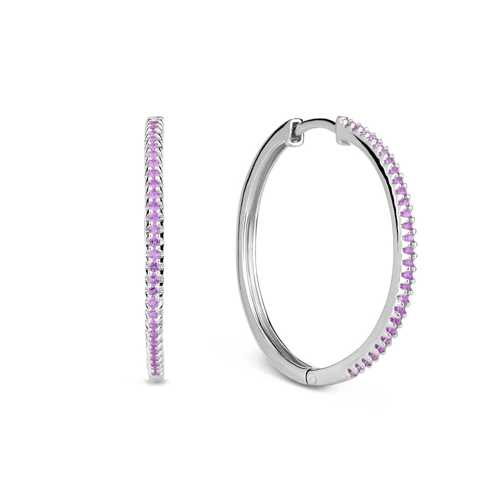 Argola Life Pavê Roxo 25 mm