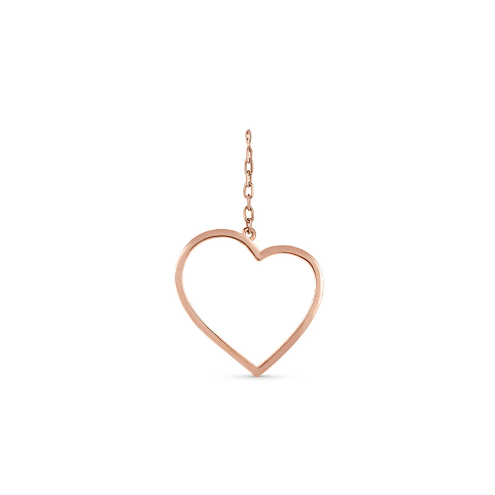 Brinco Único Life Coração com Banho ouro Rosé