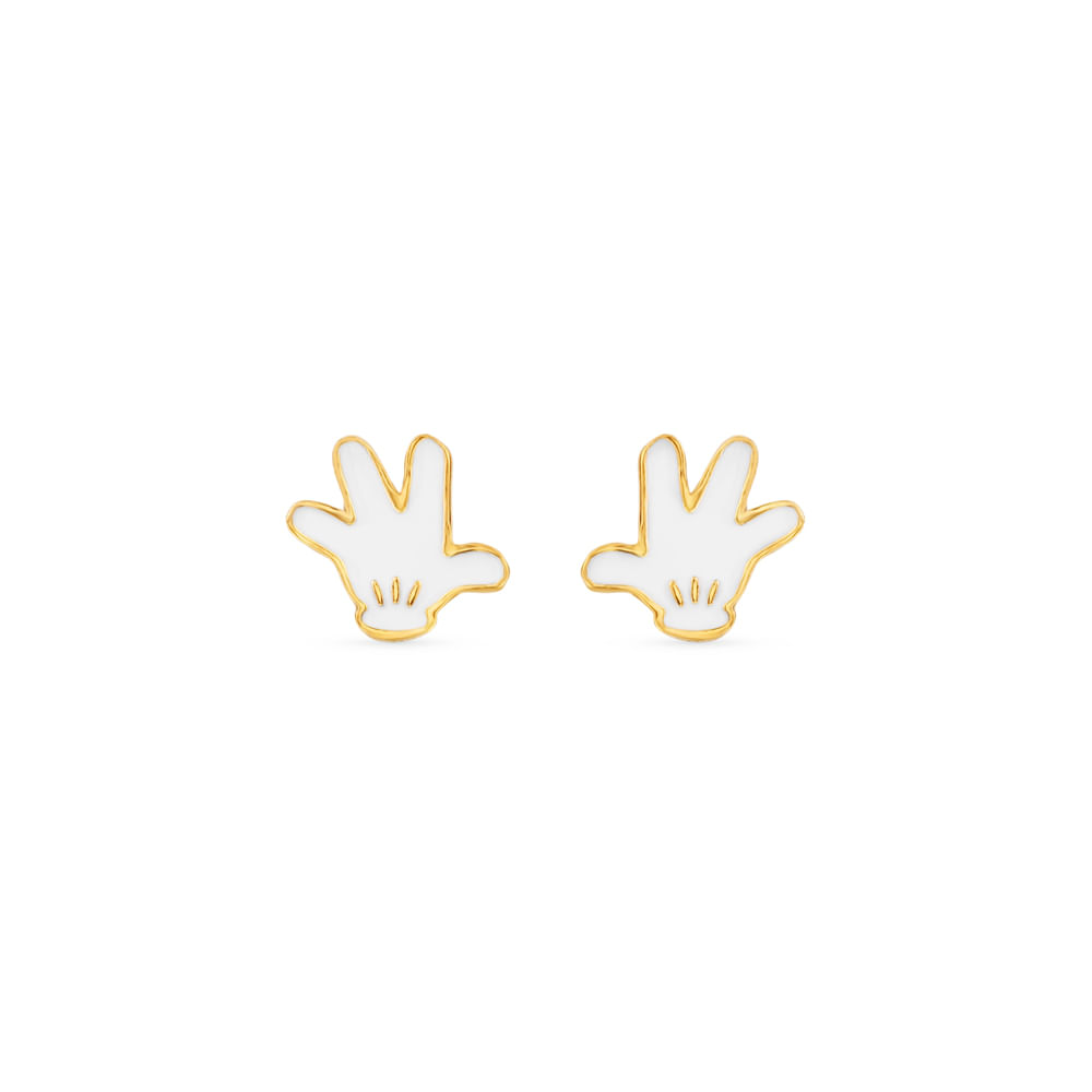 Brinco Life Luva Mickey Banho Ouro Amarelo Esmaltado