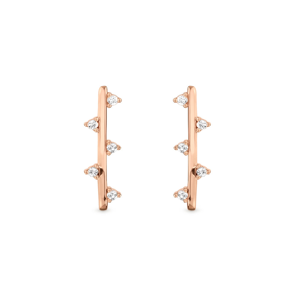 Argola Life Hook Fancy em Liga Rosé com Banho de Ouro Rosé 18k e Pedras Incolores, 26mm