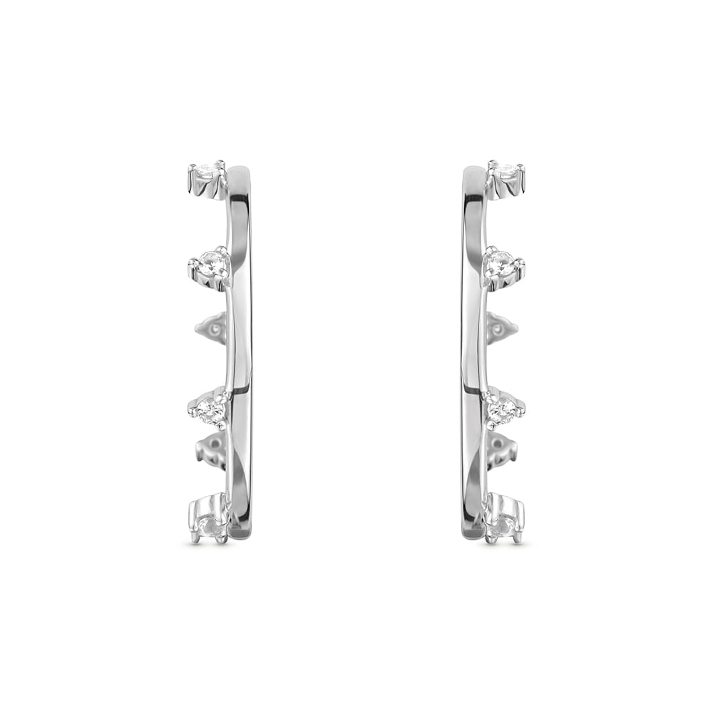 Argola Life Fancy em Prata 925 com Pedras Incolores, 30mm