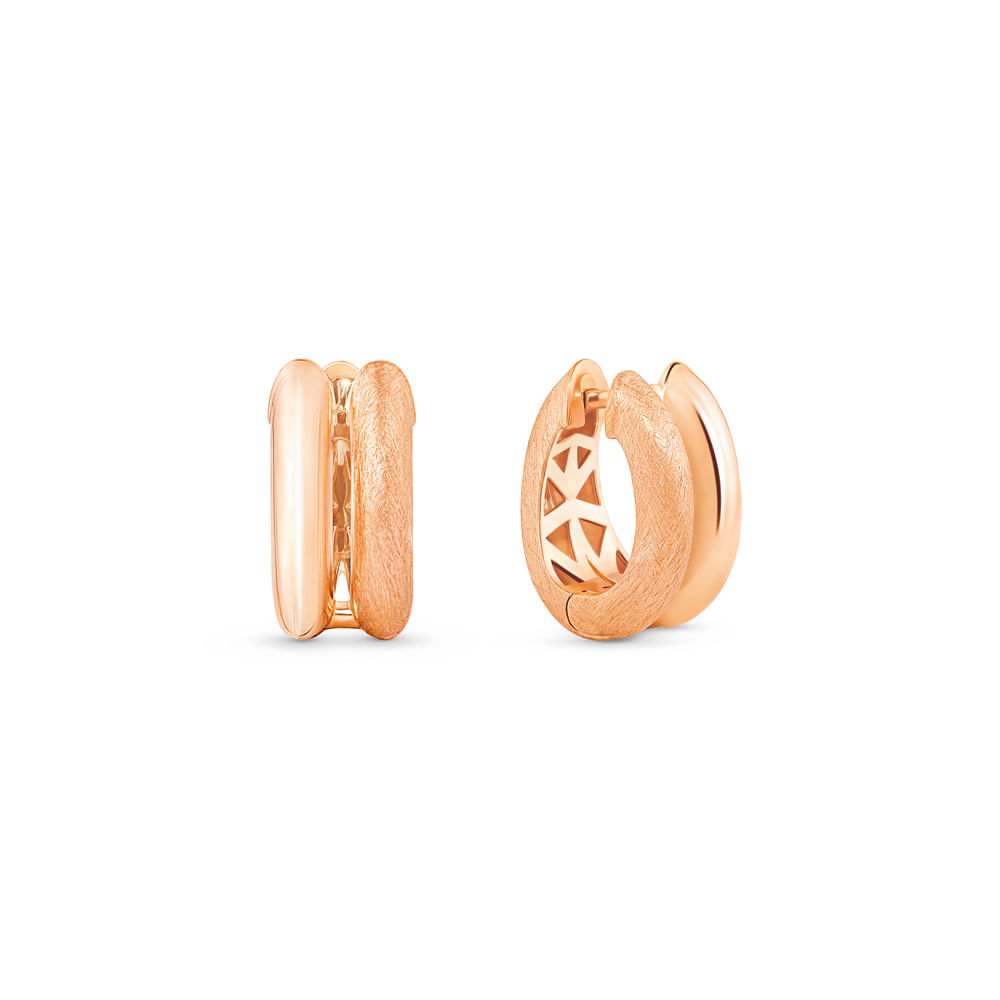 Brinco Argola Bombe Duplo Escovado em Ouro Rosé 18k, 16mm