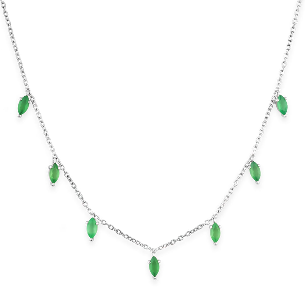Colar Life em Prata 925 com Calcedônia Verde