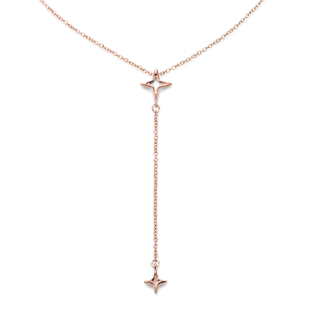 Colar Life Gravatinha Banho Ouro Rosé Star
