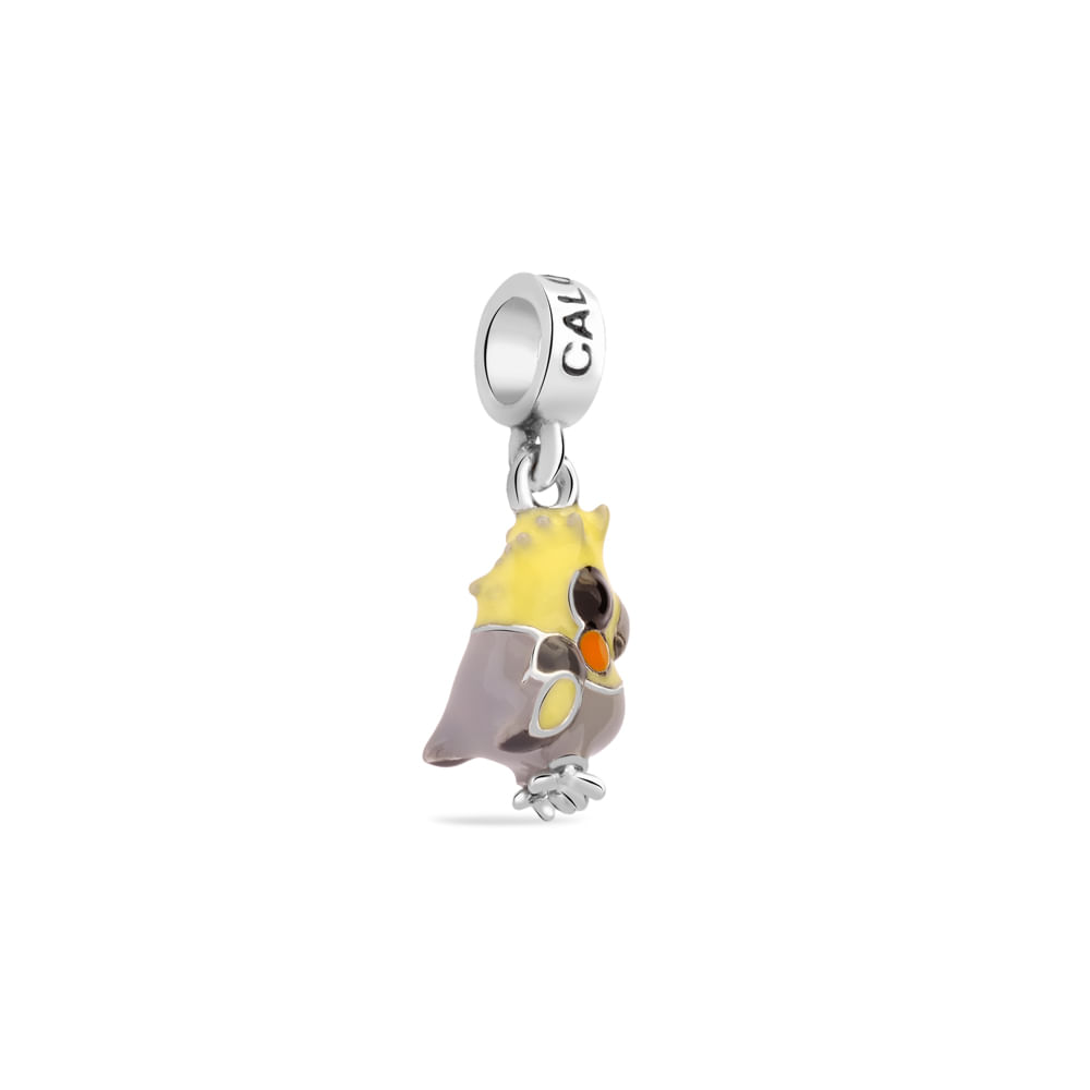 Pingente Life Animal Calopsita em Prata 925 com Esmalte