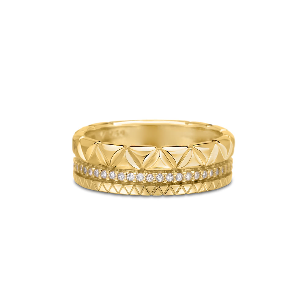 Anel Icona em Ouro Amarelo 18k com Diamantes