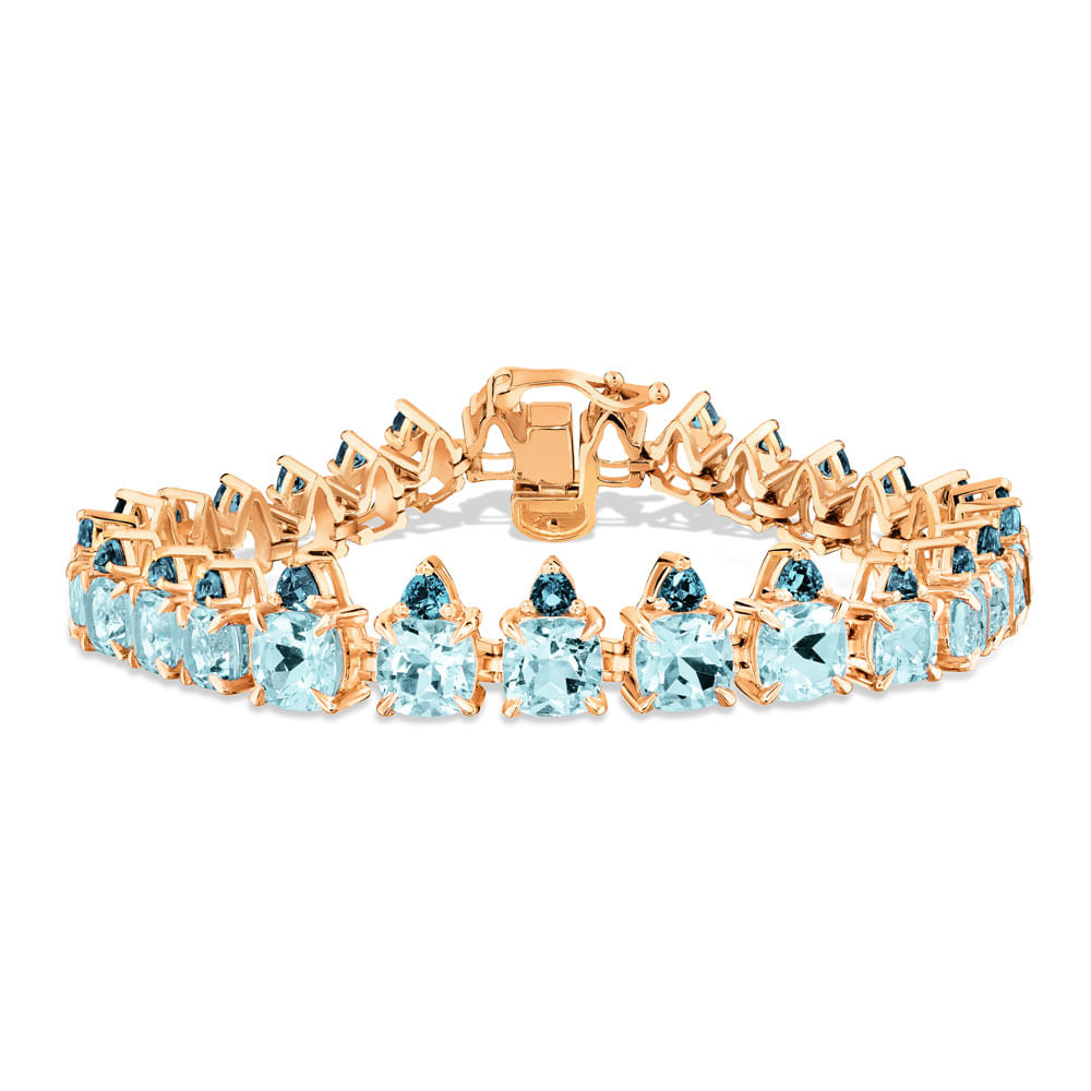 Pulseira Sirena em Ouro Rosé 18k com Topázios Sky e Topázios London