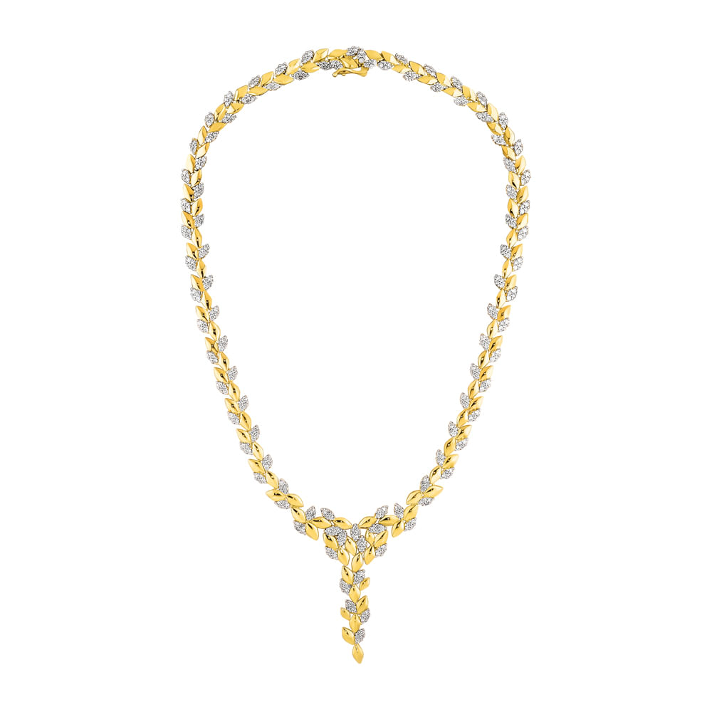 Colar Nature em Ouro Amarelo 18k com Diamantes, 42cm