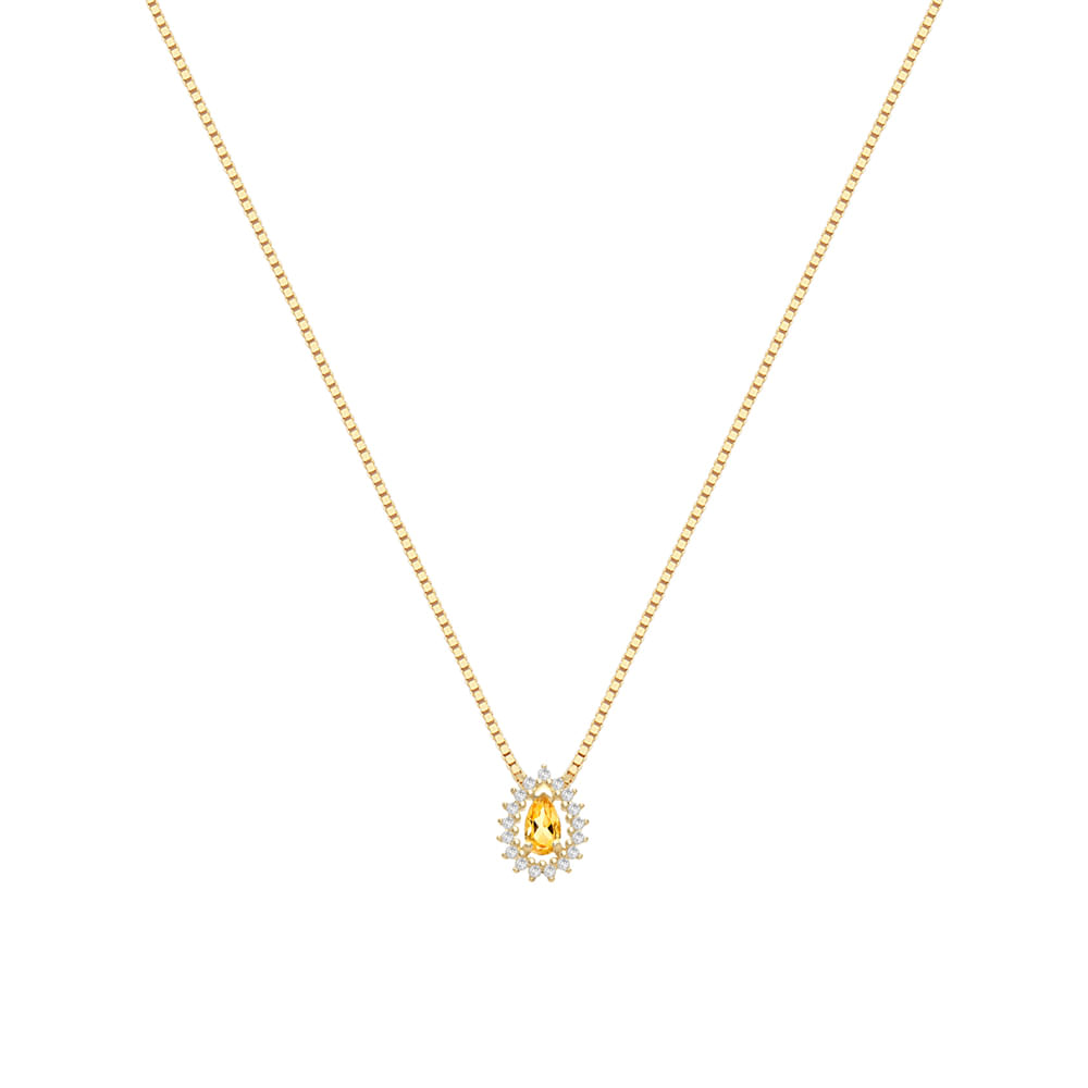 Pingente Classic Cores em Ouro Amarelo 18k com Citrino e Diamantes, 10mm