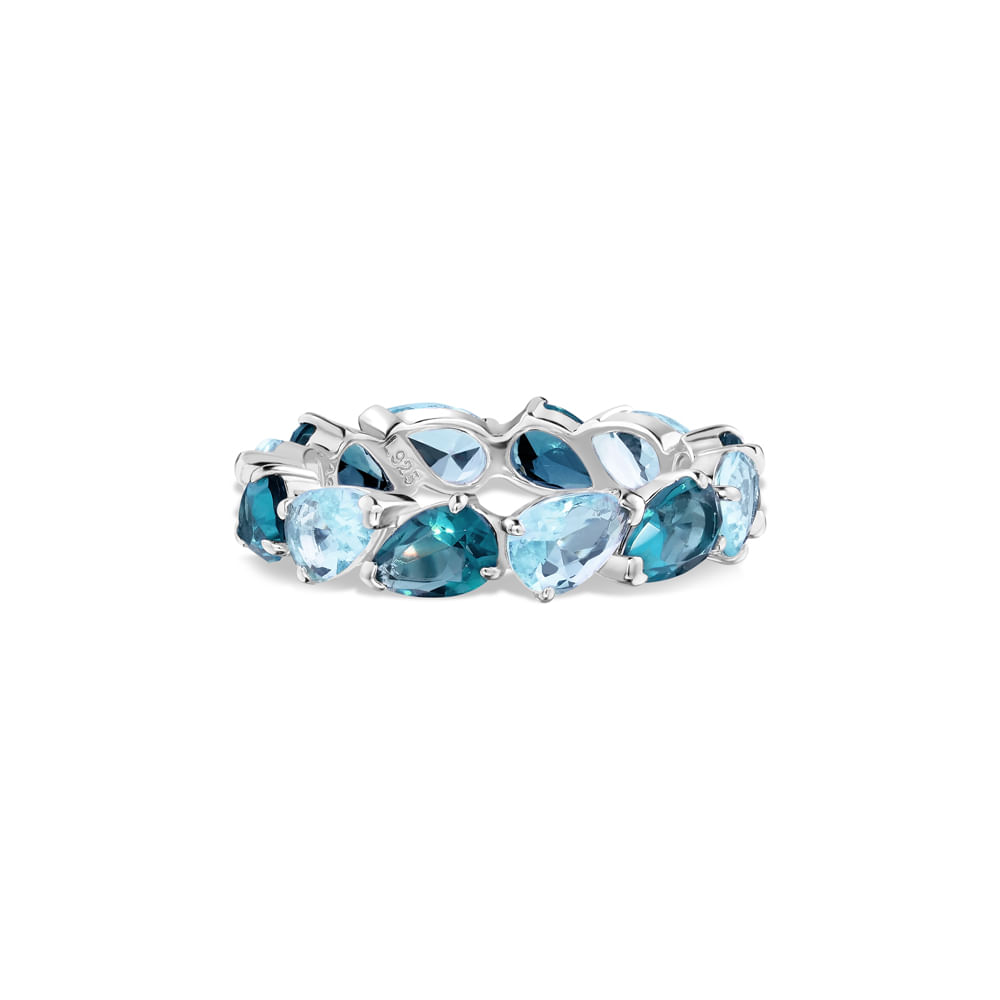 Anel Life Azure em Prata 925 com Pedras Azuis