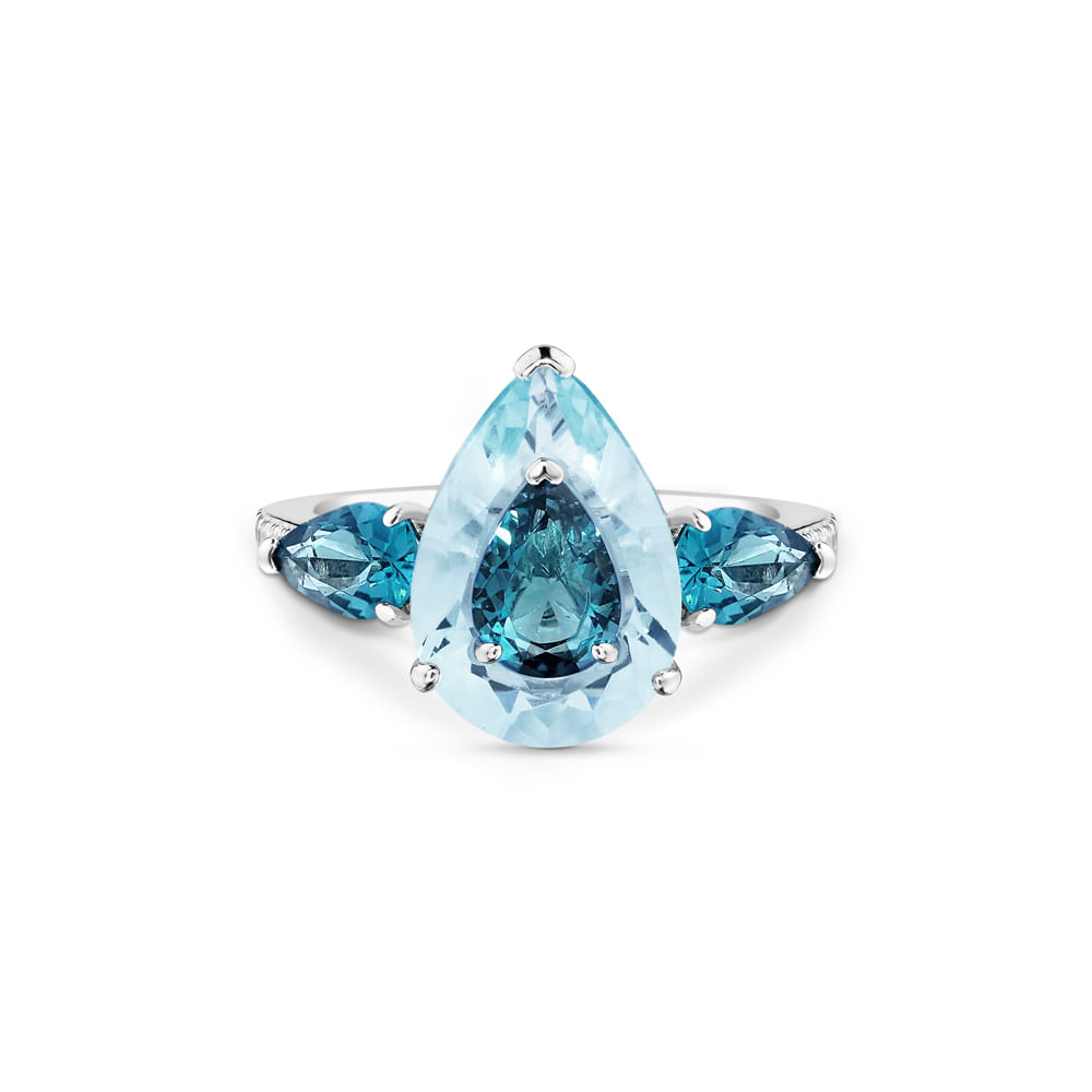 Anel Life Azure em Prata 925 com Pedras Azuis e Incolores