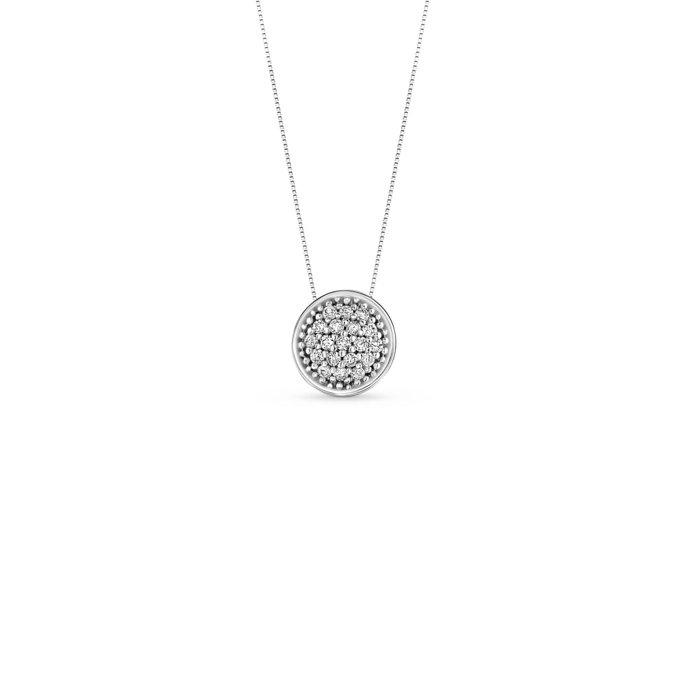Pingente Ouro Branco e Diamantes, 7mm