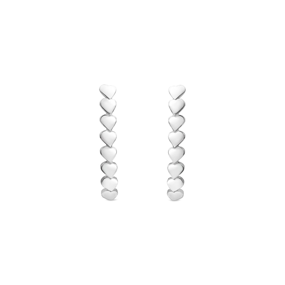 Brinco Ear Hook Life Love II Prata Corações