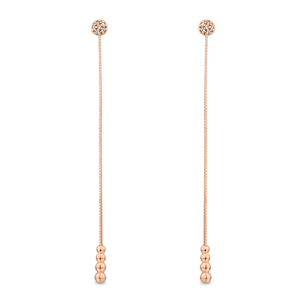Brinco Life Pink Pavê com Banho de Ouro Rosé